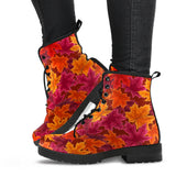 Autumn Maple Leaf Pattern Leather Boots