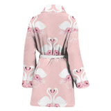 White Swan And Flower Love Pattern Women'S Bathrobe
