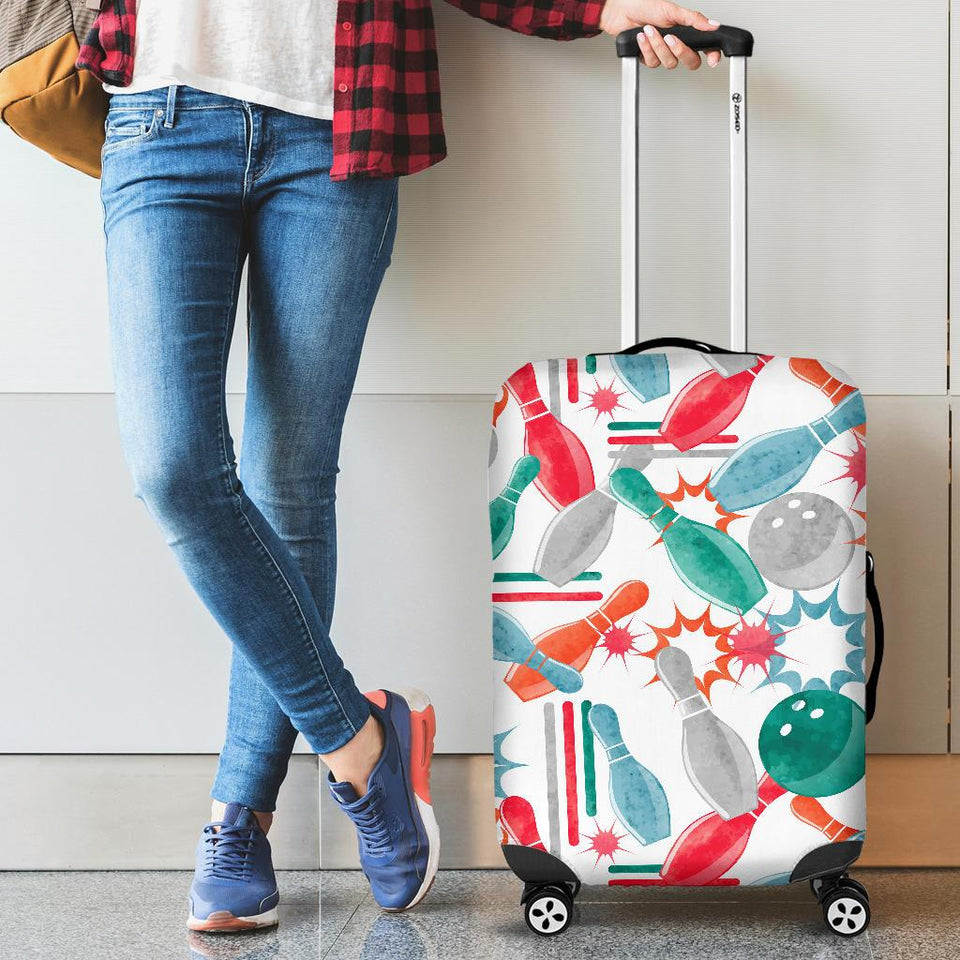 Watercolor Bowling Pattern Cabin Suitcases Luggages