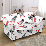 Cool Rooster Chicken Cock Floral Ornament Background Loveseat Couch Slipcover