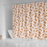 Cute Corgis Pattern Pink Background Shower Curtain Fulfilled In US