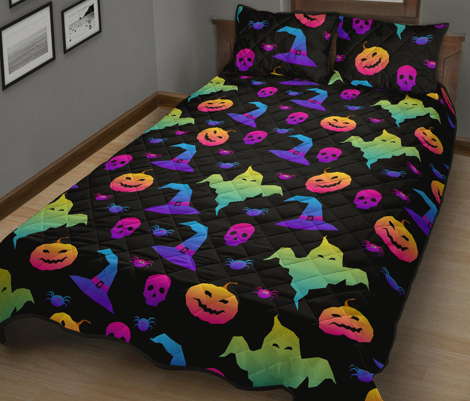 Colorful halloween background Quilt Bed Set