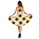 Sunflowers Design Pattern Sleeveless Midi Dress