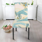 Bonsai Bamboo Stork Japanese Pattern Cream Theme Dining Chair Slipcover
