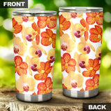 Orange Yellow Orchid Flower Pattern Background Tumbler