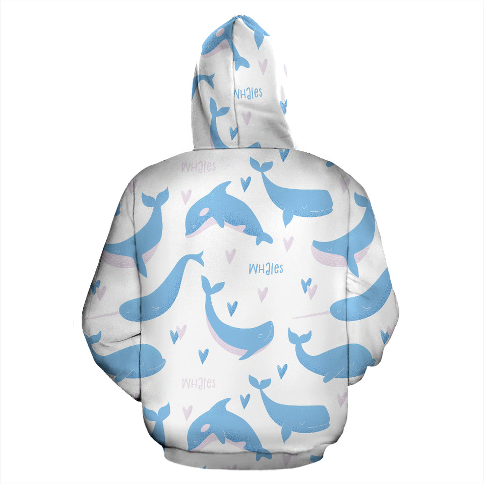 Blue Whale Pattern Zip Up Hoodie
