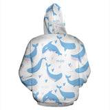 Blue Whale Pattern Zip Up Hoodie