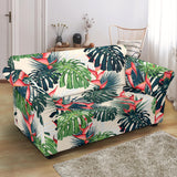 Heliconia Flowers, Palm And Monstera Leaves Loveseat Couch Slipcover