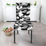 Black White Camo Camouflage Pattern Dining Chair Slipcover
