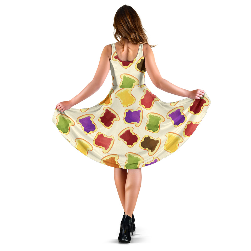 Bread Toast Pattern Print Design 02 Sleeveless Midi Dress