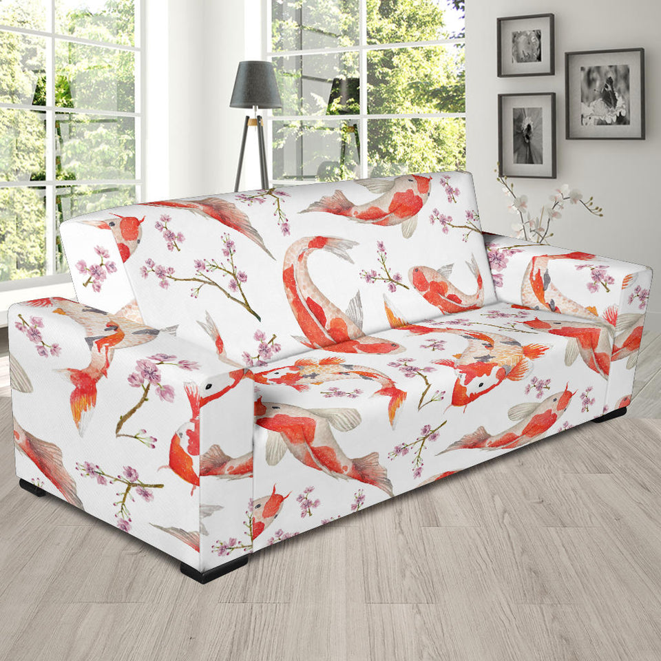 Watercolor Koi Fish Carp Fish Pattern Sofa Slipcover