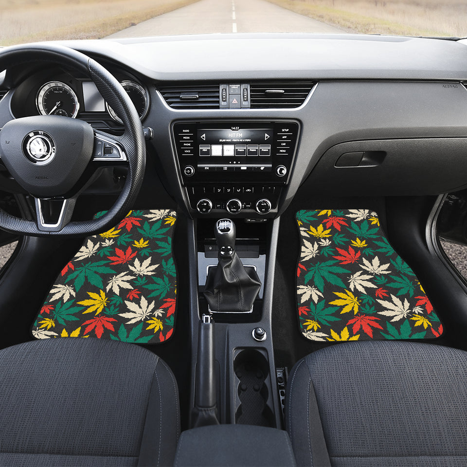 Canabis Marijuana Weed Pattern Print Design 02 Front and Back Car Mats