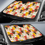 Colorful Maneki Neko Cat Pattern Car Sun Shade
