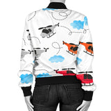 Watercolor Helicopter Cloud Pattern Women'S Bomber Jacket