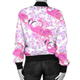 Pink Flamingo Flower Pattern Women'S Bomber Jacket