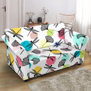 Dragonflies Ginkgo Leaves Pattern Loveseat Couch Slipcover