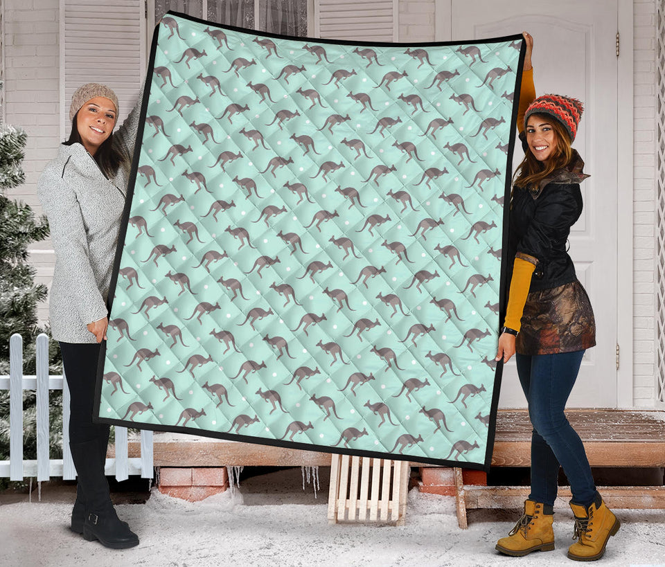 Kangaroo Pattern Background Premium Quilt