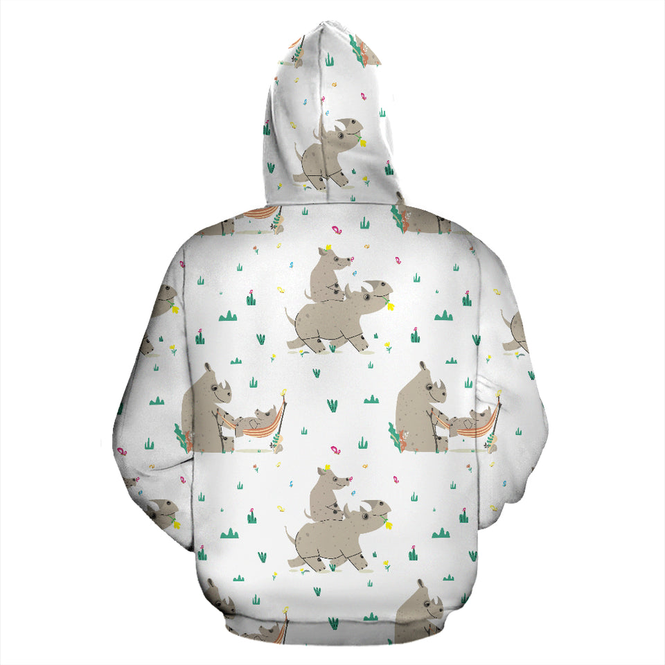 Cute Rhino Pattern Background Zip Up Hoodie