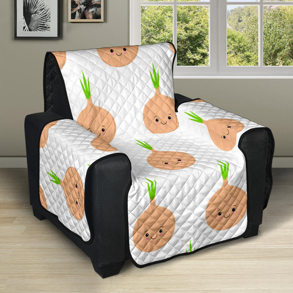 cute onions smiling faces purple background Recliner Cover Protector