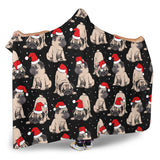 Christmas Pugs Santa_S Red Cap Pattern Hooded Blanket