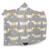 Cute Dachshund Dog Pattern Hooded Blanket