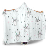 Cute Goat Design Pattern Hooded Blanket