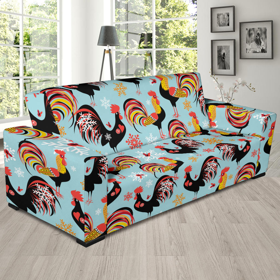 Rooster Chicken Cock Snowfalke Sofa Slipcover