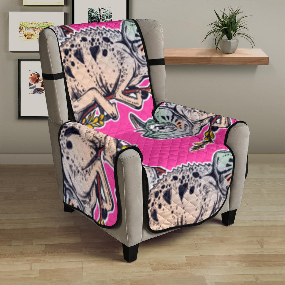 Chameleon lizard pattern pink background Chair Cover Protector