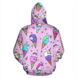 Cute Ice Cream Cone Animal Pattern Men Women Pullover Hoodie