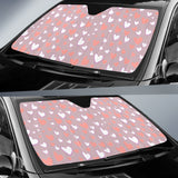 Coral White Heart Pattern Car Sun Shade