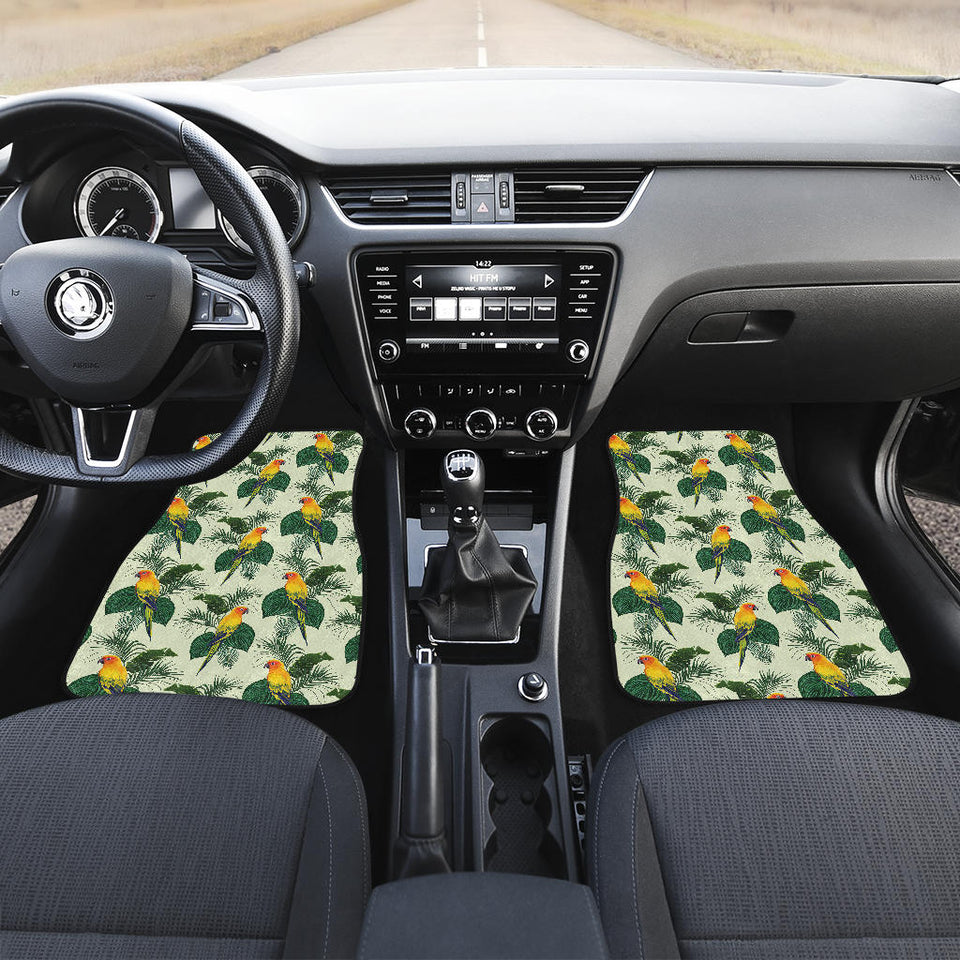 Beautiful Parrot Palm Leaves Pattern Front Car Mats