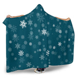 Snowflake Pattern Dark Background Hooded Blanket