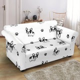 Cute French Bulldog Paw Pattern Loveseat Couch Slipcover