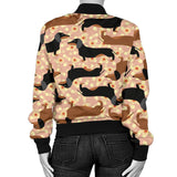 Dachshund Floral Background Women'S Bomber Jacket