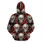 Red Snake Skull Pattern Zip Up Hoodie