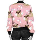 Cute Unicorn Pug Pattern Women'S Bomber Jacket