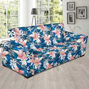 Hibiscus Pattern Print Design 02 Sofa Slipcover