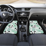 Panda Pattern Tropical Leaves Background Front And Back Car Mats