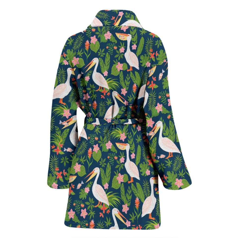 Pelican Pattern Print Design 05 Women's Bathrobe