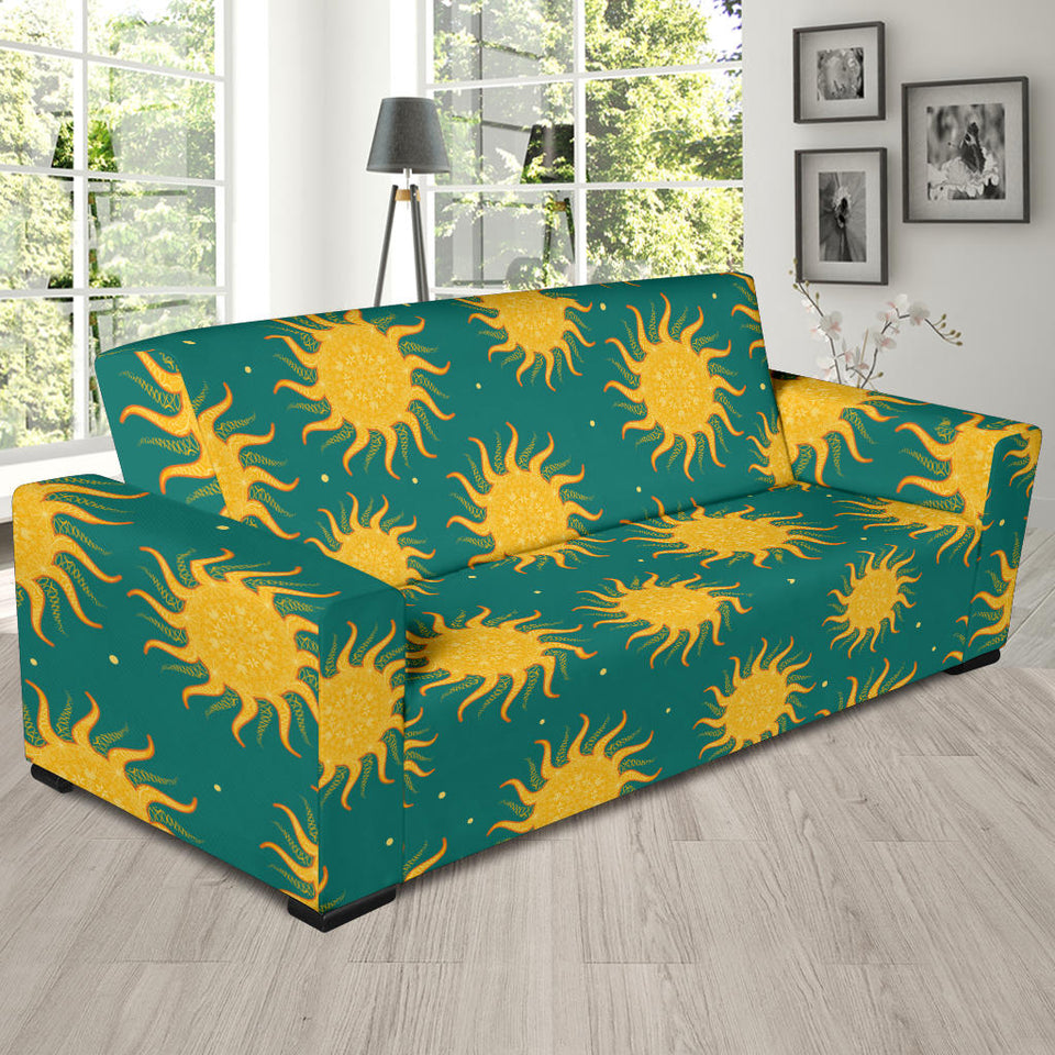 Sun Green Background Sofa Slipcover
