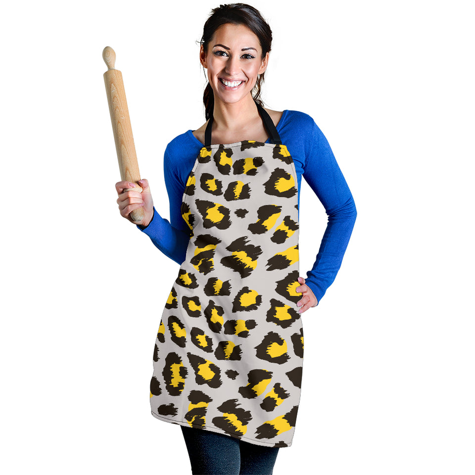Gray Leopard Print Pattern Adjustable Apron