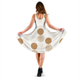 Gold Texture Mushroom Pattern Sleeveless Midi Dress