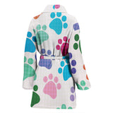 Dog Paws Pattern Print Design 01 Women's Bathrobe