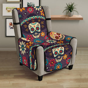 Sugar skulls flower maxican pattern Chair Cover Protector