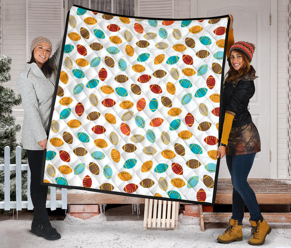 Colorful American Football Ball Pattern Premium Quilt