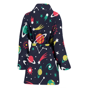 Colorful Space Pattern Planet Star Women'S Bathrobe