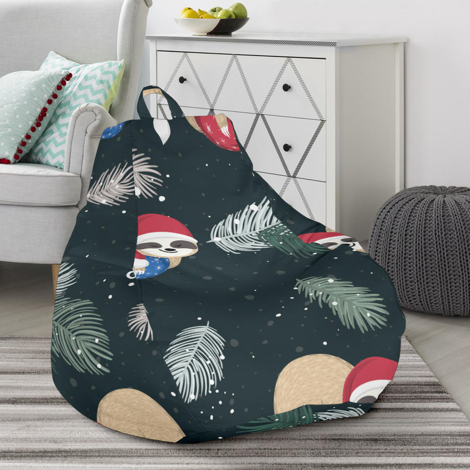 Cute Sloths Sleeping Christmas Ball Santa Hat Pattern Bean Bag Cover