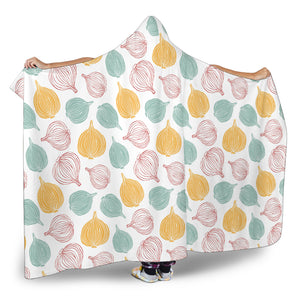 Colorful Onions White Background Hooded Blanket