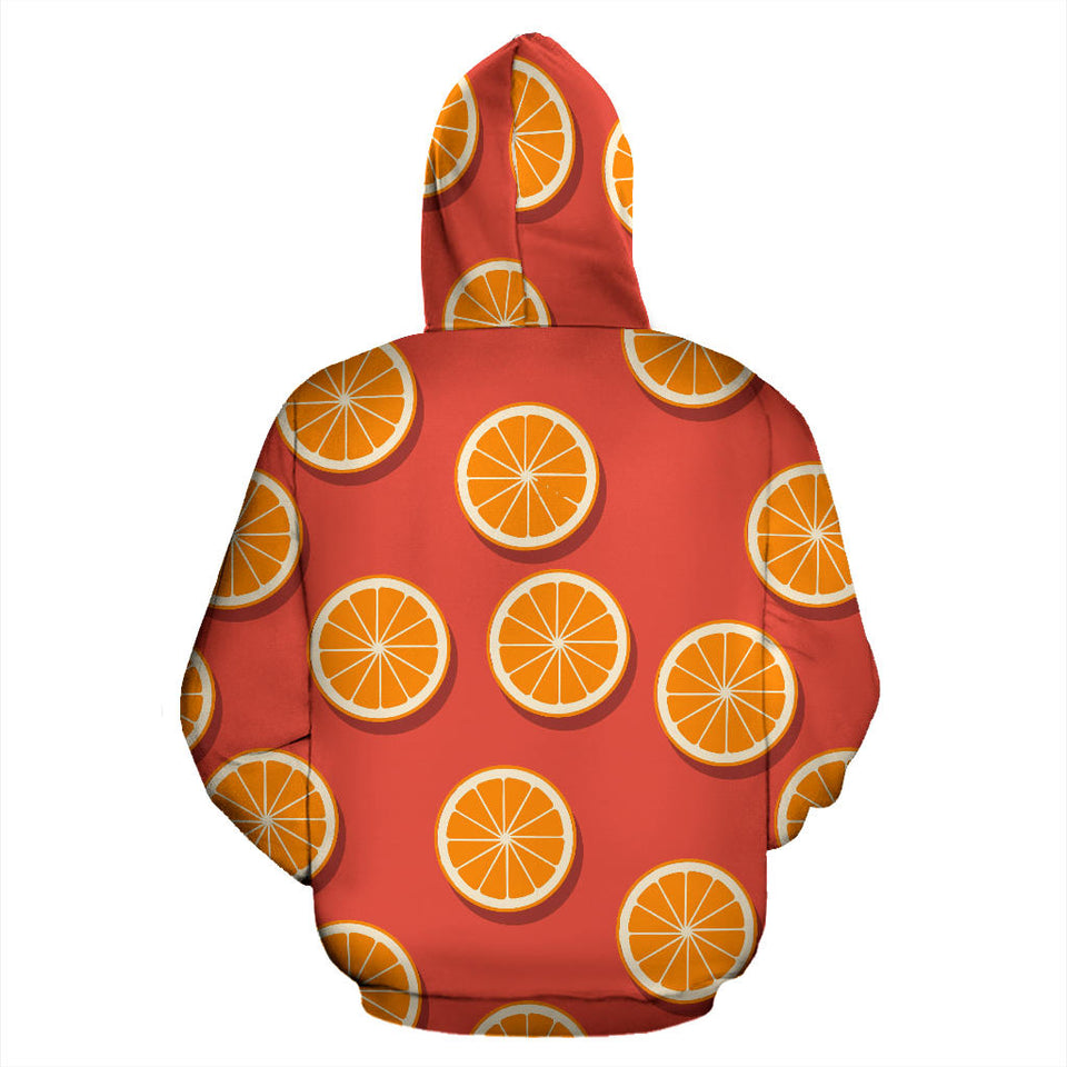 Oranges Pattern Red Background Men Women Pullover Hoodie