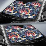 Blue Red Dragon Cloud Pattern Car Sun Shade
